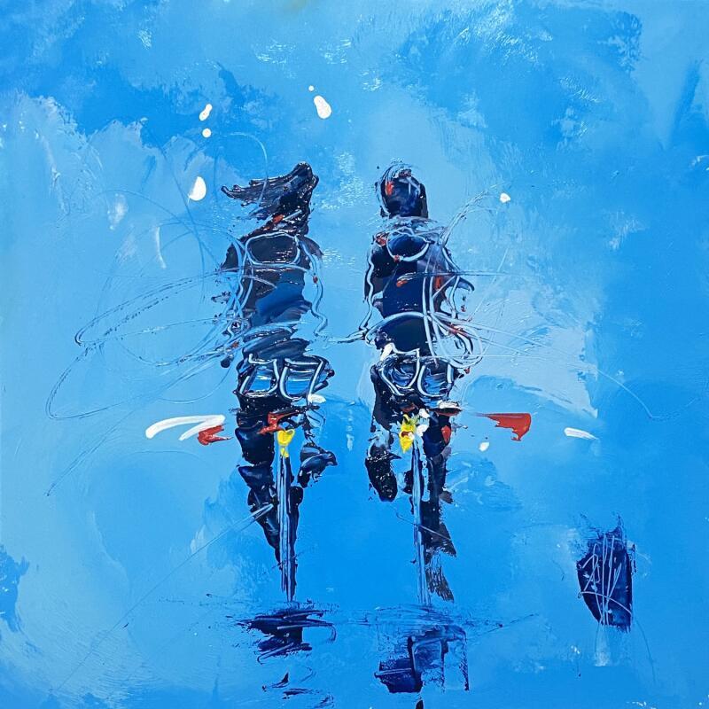 Peinture Balade bleutée par Raffin Christian | Tableau Figuratif Scènes de vie Huile