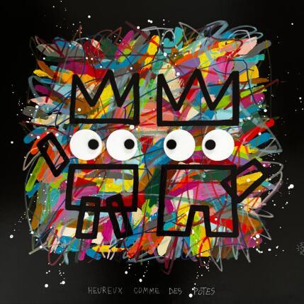 Peinture HEUREUX  par Mam | Tableau Pop-art Acrylique, Collage Icones Pop