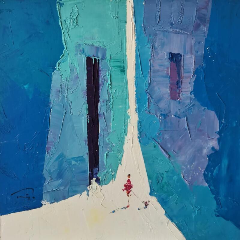 Peinture Blau de mar par Tomàs | Tableau Impressionnisme Urbain Scènes de vie Huile