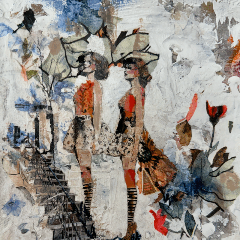 Painting Dans la même direction by Bergeron Marie-Josée | Painting Abstract Acrylic Gluing