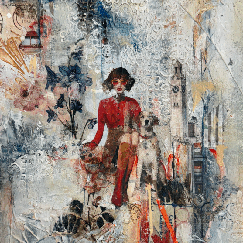 Peinture L'ami fidèle par Bergeron Marie-Josée | Tableau Abstrait Acrylique Collage