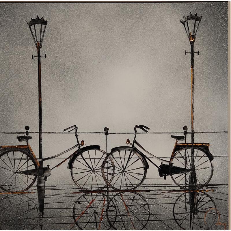 Painting Rendez-vous by Rey Julien | Painting Figurative Gold leaf