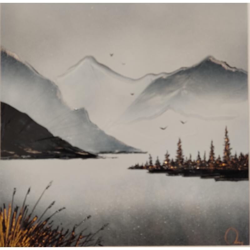 Painting Waiting Around by Rey Julien | Painting Figurative Gold leaf