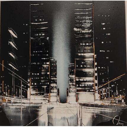 Painting Midnight in town by Rey Julien | Painting Figurative Gold leaf