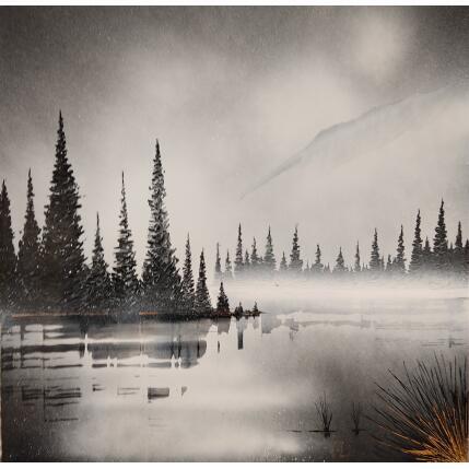 Painting Sur les bords du lac by Rey Julien | Painting Figurative Gold leaf