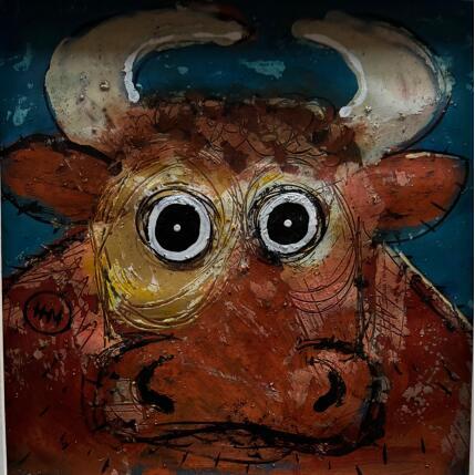 Painting Cow with golden stain by Maury Hervé | Painting