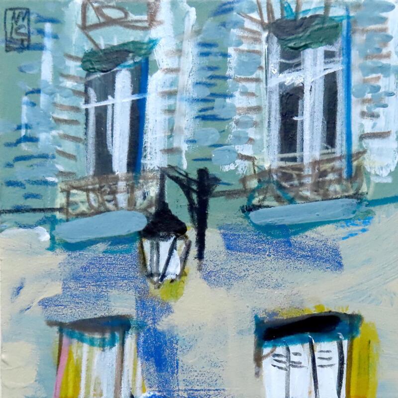 Gemälde En vacances ! von Anicet Olivier | Gemälde Figurativ Urban Architektur Acryl Pastell