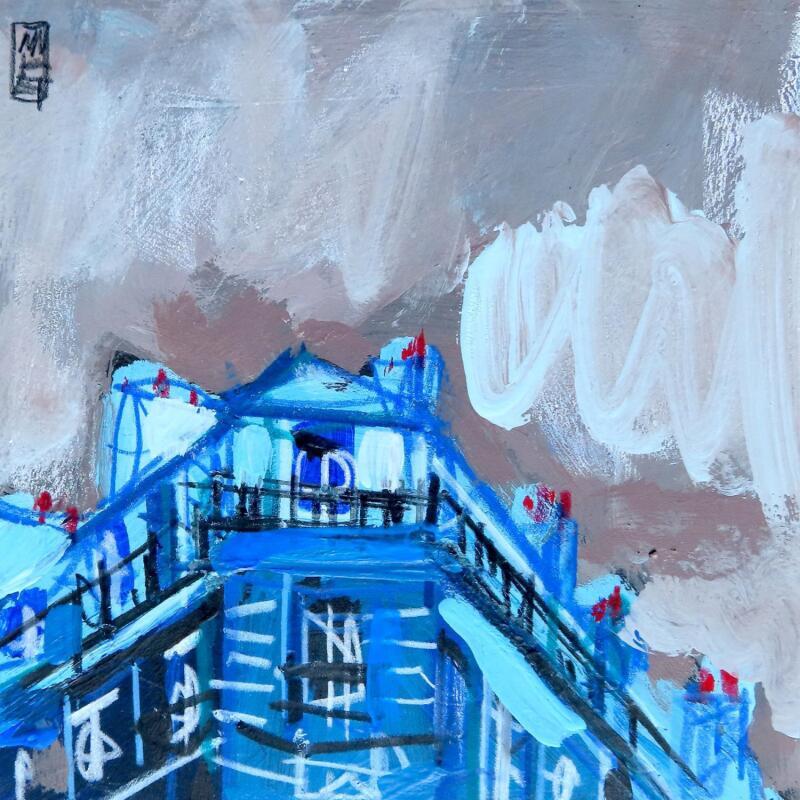 Peinture Journée K-way par Anicet Olivier | Tableau Figuratif Urbain Architecture Acrylique Pastel