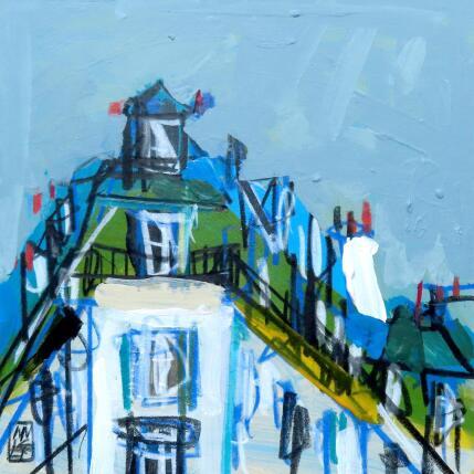 Gemälde Attroupement au 4eme von Anicet Olivier | Gemälde Figurativ Acryl, Pastell Architektur, Urban