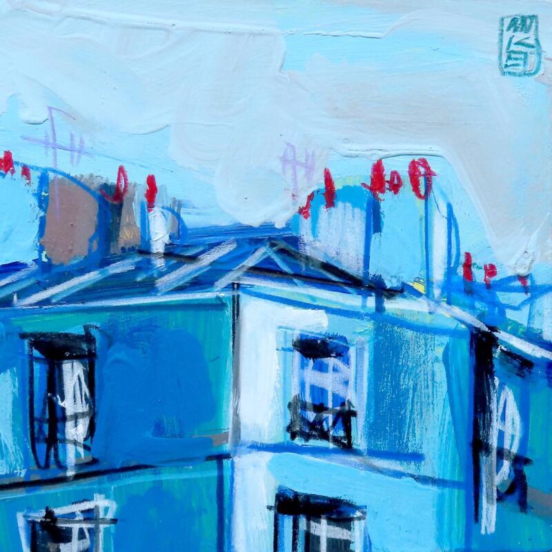 Pintura Derrière la fenêtre des sourires por Anicet Olivier | Pintura Figurativo Urbano Arquitectura Acrílico Pastel