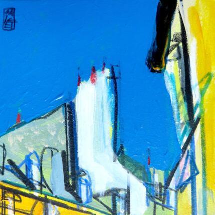 Peinture Le jour se retire par Anicet Olivier | Tableau Figuratif Acrylique, Pastel Architecture, Urbain