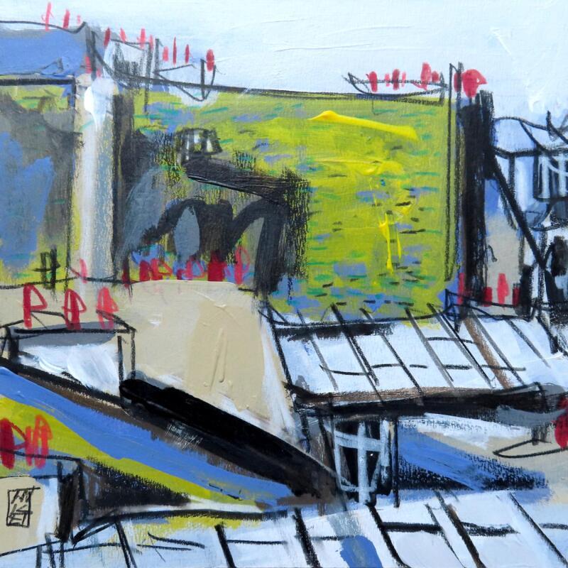 Gemälde Niveaux supérieurs von Anicet Olivier | Gemälde Figurativ Urban Architektur Acryl Pastell