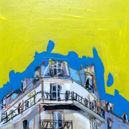 Painting La parole est au ciel part 2 by Anicet Olivier | Painting Figurative Acrylic, Pastel Architecture, Pop icons, Urban