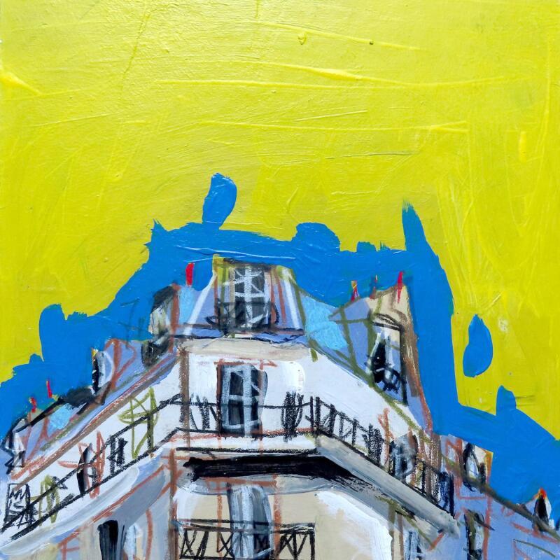 Painting La parole est au ciel part 2 by Anicet Olivier | Painting Figurative Urban Architecture Acrylic Pastel