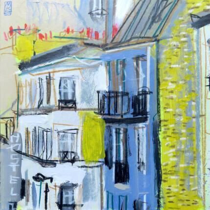 Peinture Rendez-vous par Anicet Olivier | Tableau Figuratif Acrylique, Pastel Architecture, Urbain