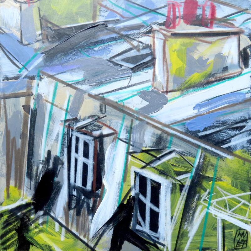 Painting Chambre provisoire by Anicet Olivier | Painting Figurative Urban Architecture Acrylic Pastel