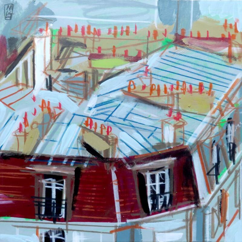 Painting Réseaux by Anicet Olivier | Painting Figurative Urban Architecture Acrylic Pastel