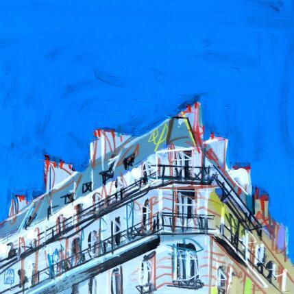 Painting Bonjour ciel bleu by Anicet Olivier | Painting Figurative Acrylic, Pastel Architecture, Urban
