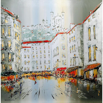 Painting Visiting Lyon by Rousseau Patrick | Painting Figurative Oil Urban