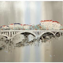 Peinture D'une rive à l'autre par Rousseau Patrick | Tableau Figuratif Huile Urbain