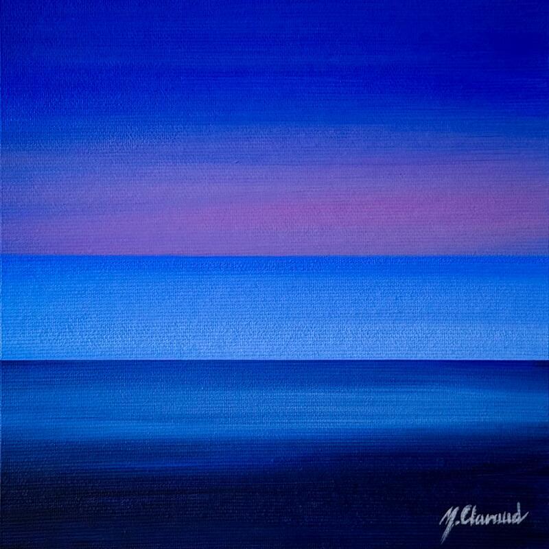 Gemälde BLUE DRIFT von Clavaud Morgane | Gemälde Figurativ Landschaften Minimalistisch Acryl