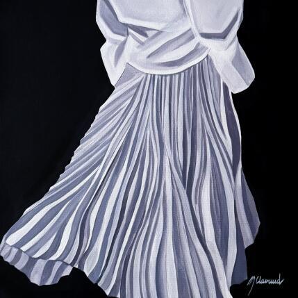 Painting FLOATING PLEATS by Clavaud Morgane | Painting Figurative Acrylic Life style, Mode, Portrait
