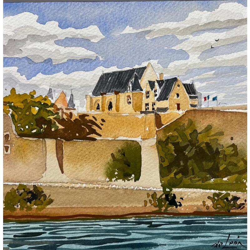Painting Depuis la rivière by De León Lévi Marcelo | Painting Figurative Urban Watercolor