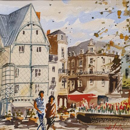 Painting Automne by De León Lévi Marcelo | Painting Figurative Watercolor Urban