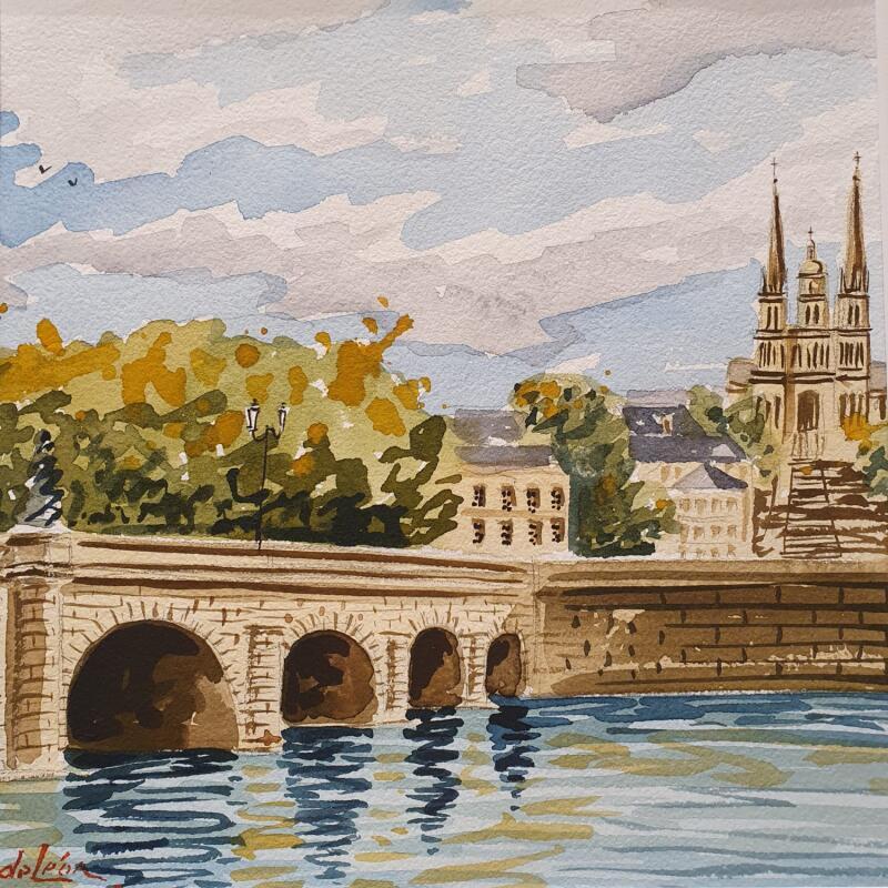 Painting Cathédrale au loin by De León Lévi Marcelo | Painting Figurative Urban Watercolor