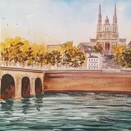 Painting Bords de Maine by De León Lévi Marcelo | Painting Figurative Watercolor Urban