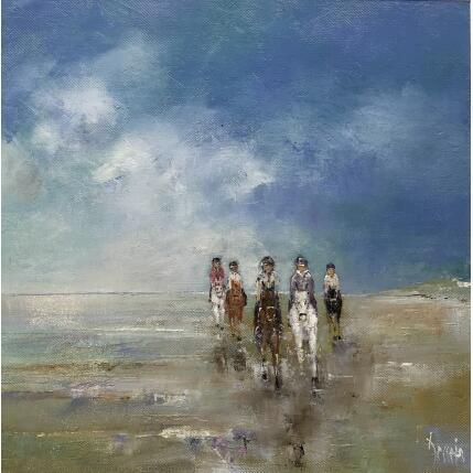 Painting Chevaux sur la plage by Dessein Pierre | Painting Figurative Oil Marine
