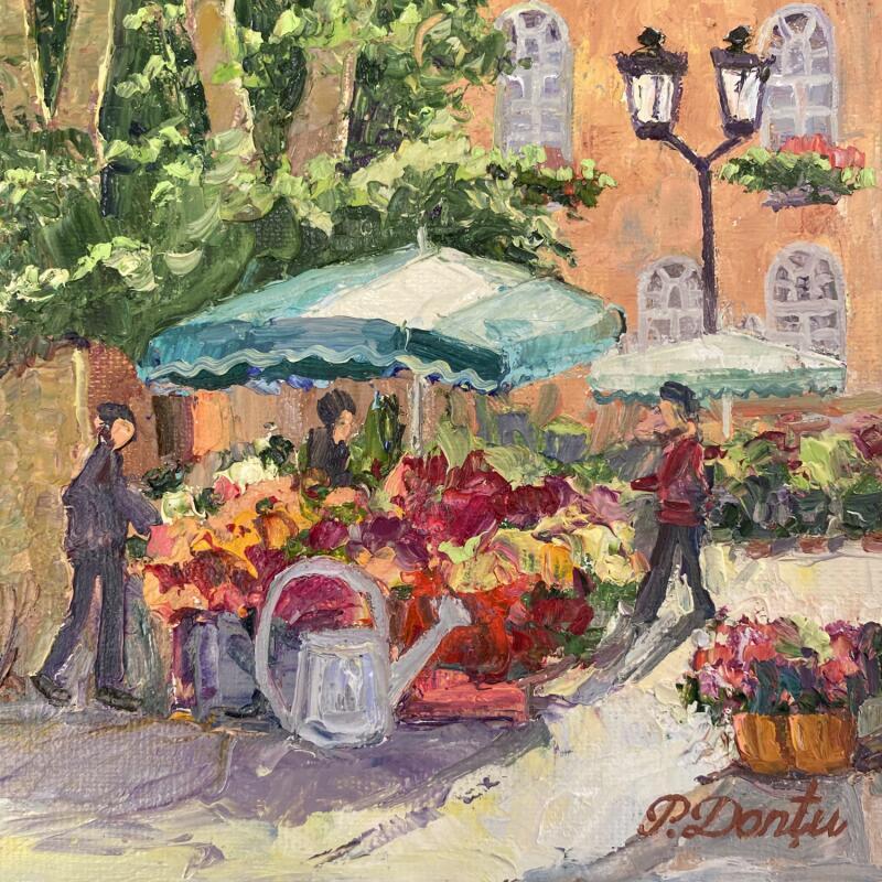 Painting Scène de marché aux fleurs by Dontu Patricia | Painting Figurative Oil