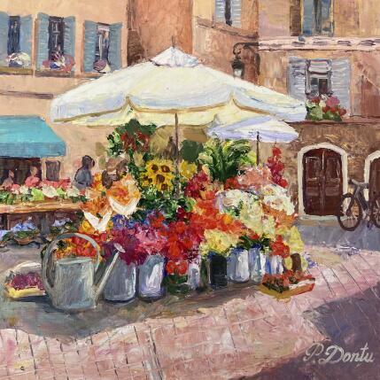 Peinture De fleurs sur le marché par Dontu Patricia | Tableau Figuratif Huile