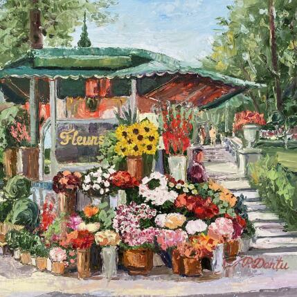 Peinture Le kiosque à fleurs par Dontu Patricia | Tableau Figuratif Huile