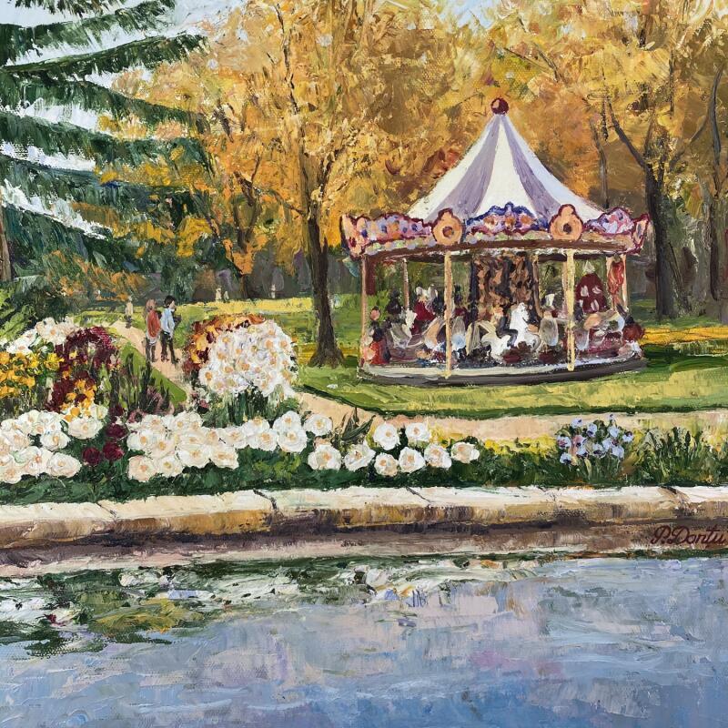 Gemälde Le carrousel dans le parc von Dontu Patricia | Gemälde Figurativ Öl