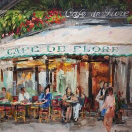 Peinture Café de Flore par Novokhatska Olga | Tableau Figuratif Acrylique, Huile Urbain