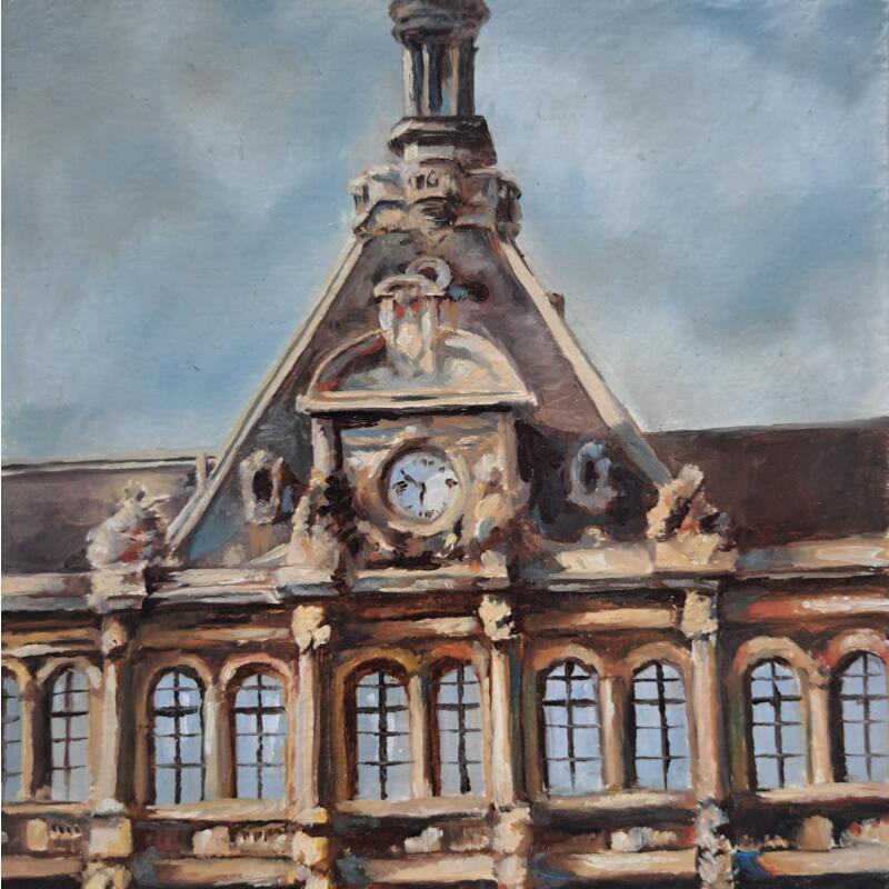 Peinture Palais de la bourse par Piffard Cédric | Tableau Réalisme Urbain Architecture Huile