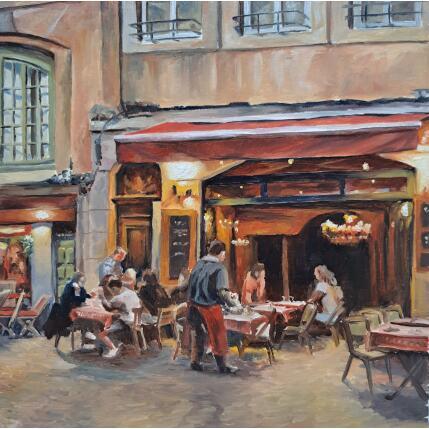 Painting Repas en terrasse  by Piffard Cédric | Painting Realism Oil Life style, Pop icons, Urban