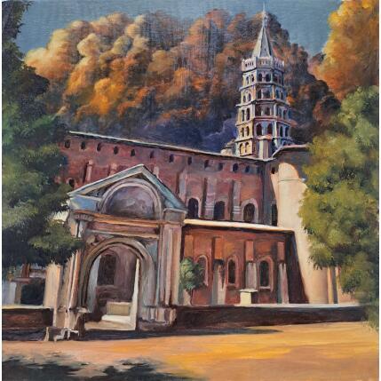 Painting Basilique Saint Sernin by Piffard Cédric | Painting Realism Oil Architecture, Urban
