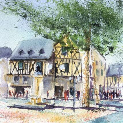 Painting Angers doutre joyau médiéval by Hoffmann Elisabeth | Painting Figurative Watercolor Urban