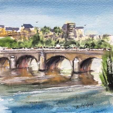 Painting Angers la maine pont de Verdun by Hoffmann Elisabeth | Painting Figurative Watercolor Urban