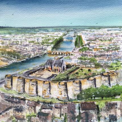 Painting Angers château fenêtre sur la ville by Hoffmann Elisabeth | Painting Figurative Watercolor Pop icons, Urban