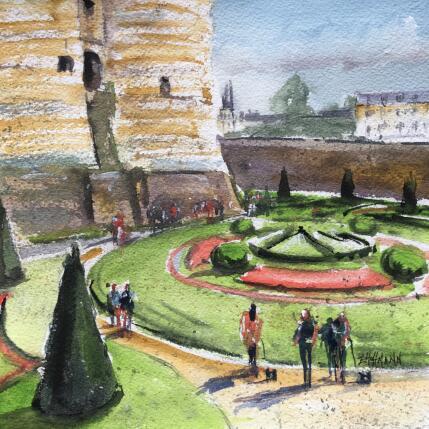 Painting Angers château jardin à la française by Hoffmann Elisabeth | Painting Figurative Watercolor Pop icons, Urban