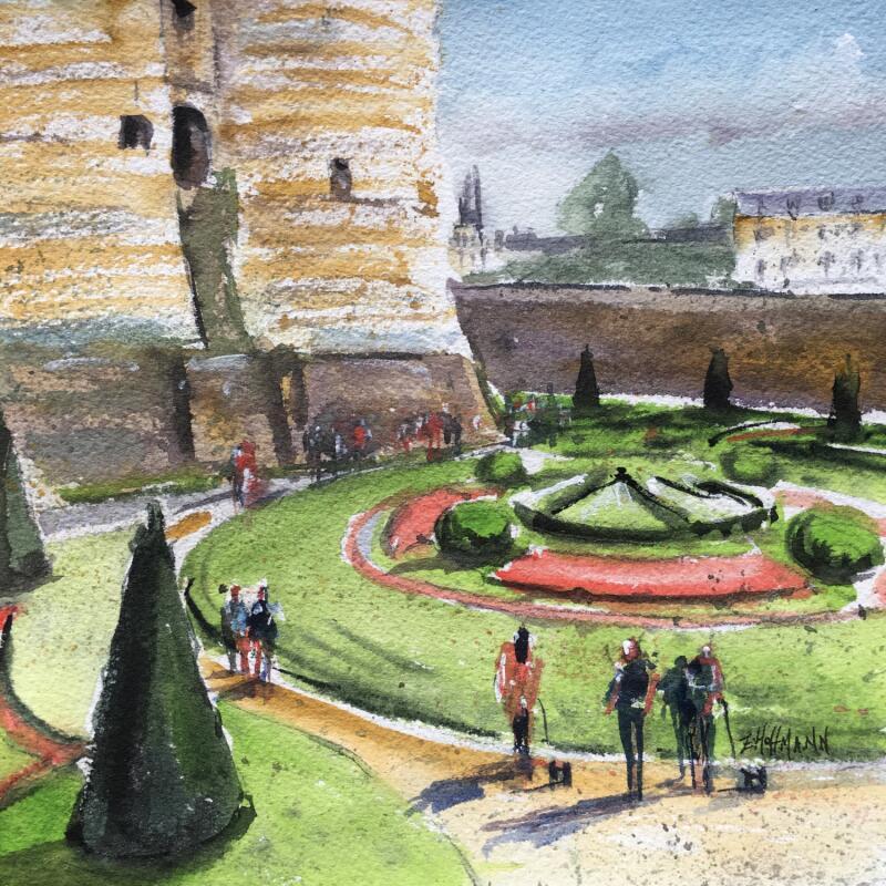 Peinture Angers château jardin à la française par Hoffmann Elisabeth | Tableau Figuratif Urbain Aquarelle