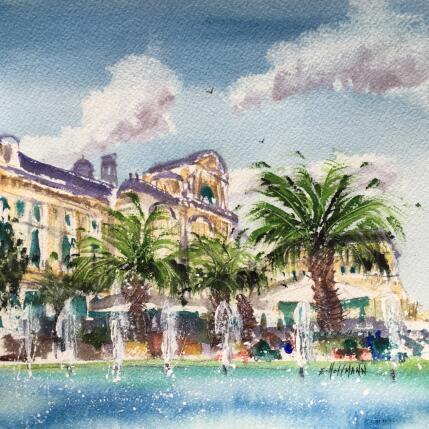 Painting Angers théâtre le grand by Hoffmann Elisabeth | Painting Figurative Watercolor Pop icons, Urban