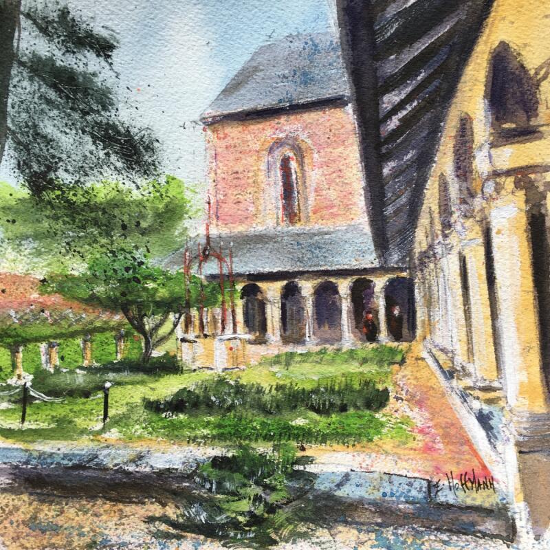 Peinture Angers cloître puit et sérénité par Hoffmann Elisabeth | Tableau Figuratif Urbain Aquarelle