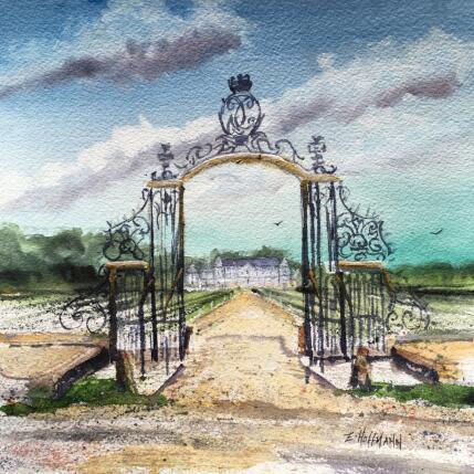 Painting Anjou majestueuse grille by Hoffmann Elisabeth | Painting Figurative Watercolor Landscapes, Nature, Pop icons, Urban