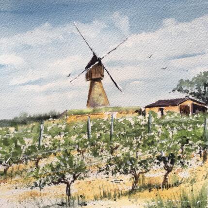 Painting Anjou moulin le veilleur des ceps by Hoffmann Elisabeth | Painting Figurative Watercolor Landscapes, Nature, Pop icons, Urban