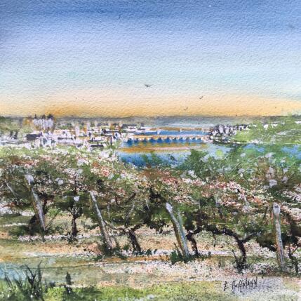 Painting Saumur vignoble des ducs by Hoffmann Elisabeth | Painting Figurative Watercolor Landscapes, Nature, Pop icons, Urban