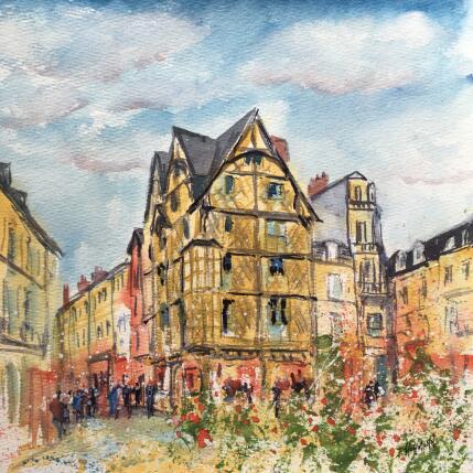 Painting Angers maison d'Adam histoire de couleurs by Hoffmann Elisabeth | Painting Figurative Watercolor Urban
